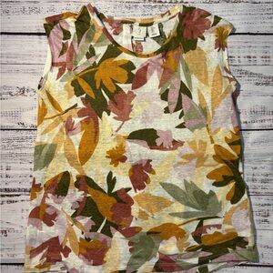 Joie 100% Linen Floral Print Sleeveless Top Size S